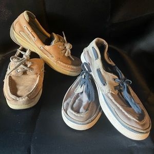 TWO PAIRS Boy’s Sperrys Topsiders (Brwn size 13, Grey size 1) Used